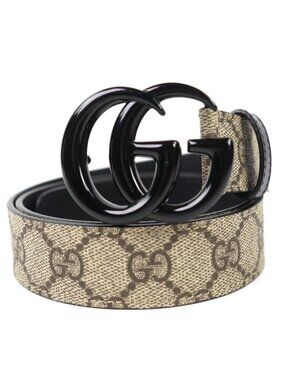 Gucci GG Marmont Supreme Belt Beige Black Handbag